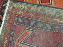 4' 10" X 11' Antique Handmade Turkish Kazak Wool Rug SHIELD Hand Knotted Red