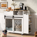 Modern Style 2 In 1 Pet Friendly Dog Crate Kitchen Island End Table Metal Pine - Natural / White by Unique Piece Furniture