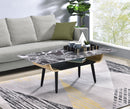 Landon - Coffee Table With Glass Marble Texture Top And Bent Wood Design by HouseOfZazla