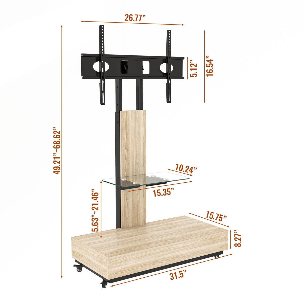 Adjustable Height Mobile TV Cart, photo 6 of 8