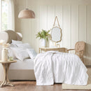 4 Piece Reversible Ruffle Quilt Set with Throw Pillow White King/Cal King