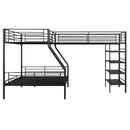 L-Shaped Twin Over Full Bunk Bed And Twin Loft Bed With 4 Built In Shelves - Black by HouseOfZazla