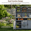 TOPMAX Large Fir Wood Potting Bench with Hutch and Storage
