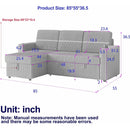 85 Inches Corduroy Sofa Bed, 3 Seater Sleeper Sofa with Storage Chaise, Square Handrail With Two Cup-holder And USB Charge Port, Pull Out Couch for Living Room