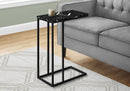 Accent Table, C-Shaped, Marble Look Modern Design - Black by HouseOfZazla