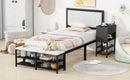 Platform Bed With 2 Tier Storage Shelves, Storage Cabinet by HouseOfZazla