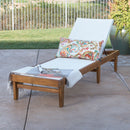 Outdoor Chaise Lounge With Acacia Wood Frame - White / Teak by HouseOfZazla