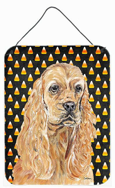 Cocker Spaniel Halloween Candy Corn Aluminium Metal Wall or Door Hanging Prints