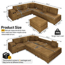 110.2" L-Shaped Sectional Sofa Set with Removable Ottoman in Camel