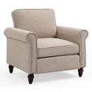 Modern Upholstered Accent Chair Armchair, Fabric Reading Living Room Side Chair, Single Sofa - Light Beige by HouseOfZazla