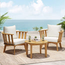 Patio Furniture Set, Outdoor Acacia Wood Patio Club Chair With Table by HouseOfZazla