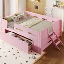 Platform Bed With Guardrail And Drawer