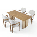 5-Piece Rubber Wood Indoor Dining Set With Rattan & Chairs