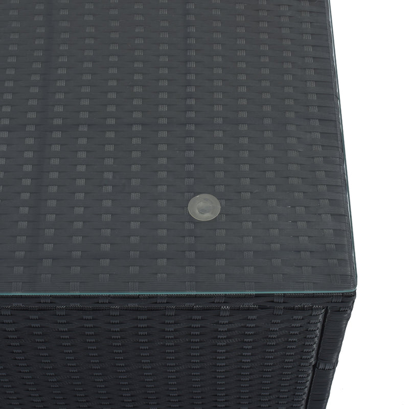 8-Pieces Outdoor Patio Furniture Sets, Garden Conversation Wicker Sofa Set, Single Sofa Combinable, Gray Cushions Black Wicker