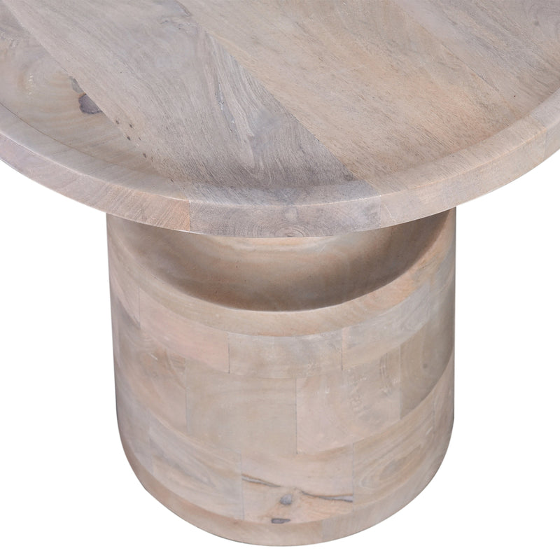 Walker Edison - Contemporary Round Solid Wood End/Side Table, Living Room Sofa Side Table, Oak White Finish, Light Brown