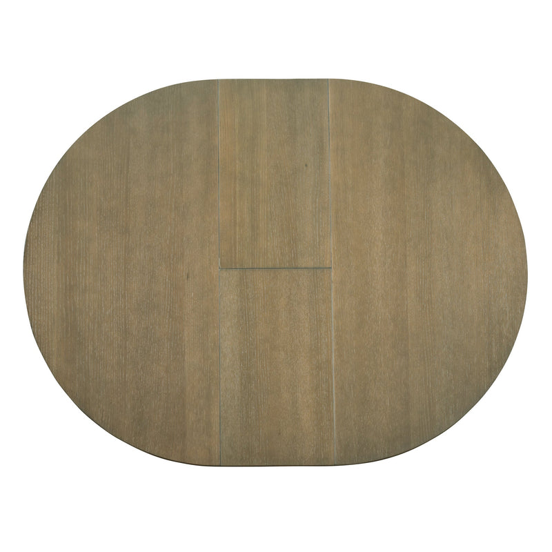 5-Piece Retro Functional Dining Table Set Extendable Round Table and 4 Upholstered Chairs for Dining Room and Living Room (Brown+Antique White)