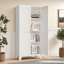 2 Shapely Doors Cabinet Metal Storage Cabinet With Doors And Adjustable Shelves For Bedroom Living Room - White by HouseOfZazla