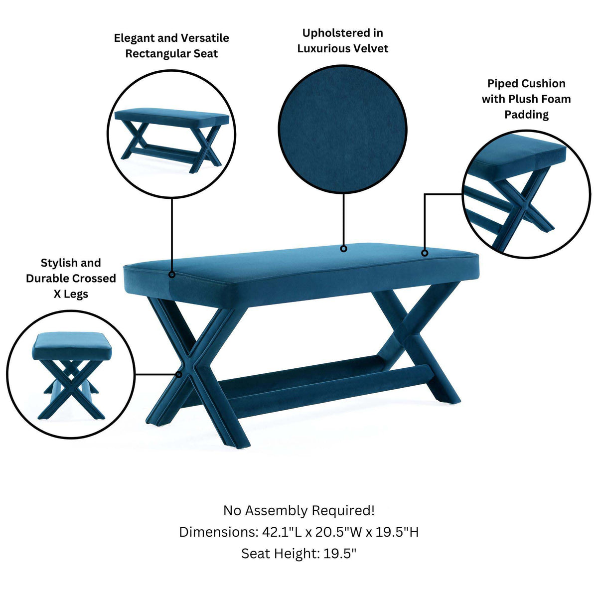 Abigail - Accent Bench With Piped Cushion, photo 25 of 40
