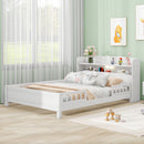 Wood Platform Bed With Built In LED Light, Storage Headboard And Guardrail by HouseOfZazla