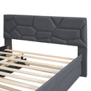 Upholstered Platform Bed With Brick Pattern Headboard And Twin Long Size Trundle by HouseOfZazla