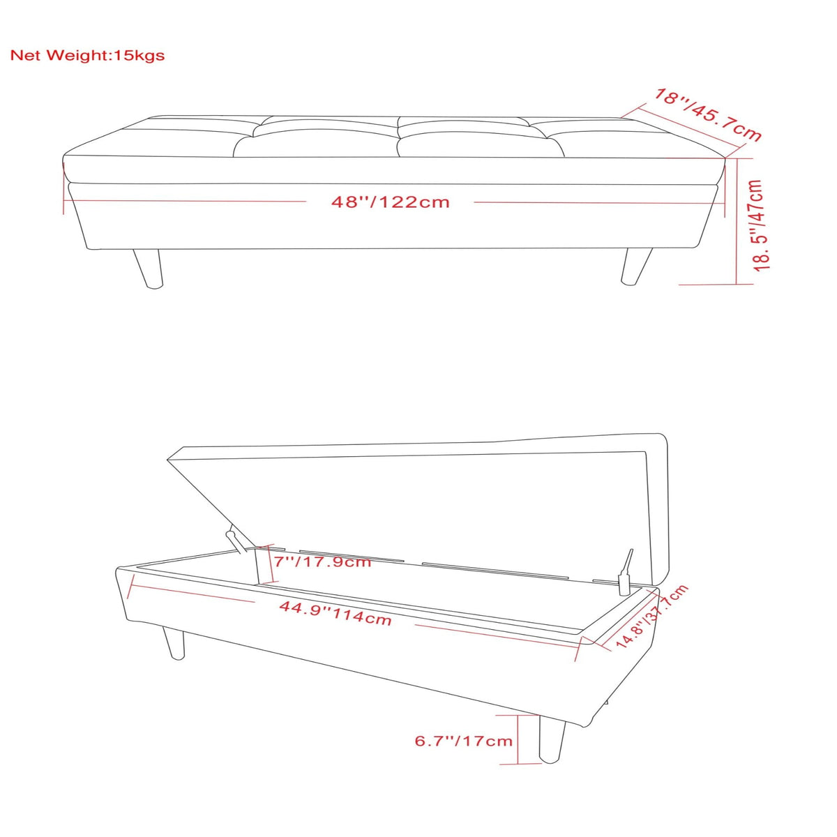 Shay - Large Square Coffee Table Storage Ottoman Mid-Century Style, photo 34 of 40