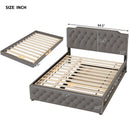 Upholstered Platform Bed With Trundle And 2 Sets Of USB Ports On Each Side, Fabric by Unique Piece Furniture