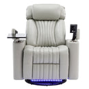 270° Power Swivel Recliner Home Theater Chair With Hidden Arm Storage, LED Light, Cup Holder, And Tray Table by HouseOfZazla