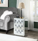 Noralie - 18" X 14" Accent Table With Faux Diamonds - Mirrored