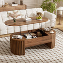 Lift Top Coffee Table With Hidden Compartment, Modern Oval Lift Tabletop For Home Living Room by HouseOfZazla