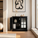 Sideboard Cabinet With Mirrored Doors, Adjustable Shelf, Metal Handles by HouseOfZazla