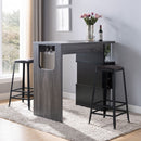 Home Bar Table With Wine Glass Compartment And Three Shelves - Distressed Gray / Black by HouseOfZazla