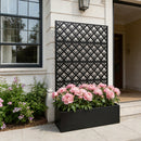 Rhombus Black Metal Planter Raised Garden Bed with Trellis by HouseOfZazla