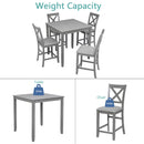 5 Piece Dining Table Set, Wooden Dining Square Table Set for 4, Counter Height Kitchen Table Set with Square Table and 4 Upholstered Chairs for Small Space, Gray