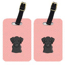 Checkerboard Pink Black Labrador Luggage Tag