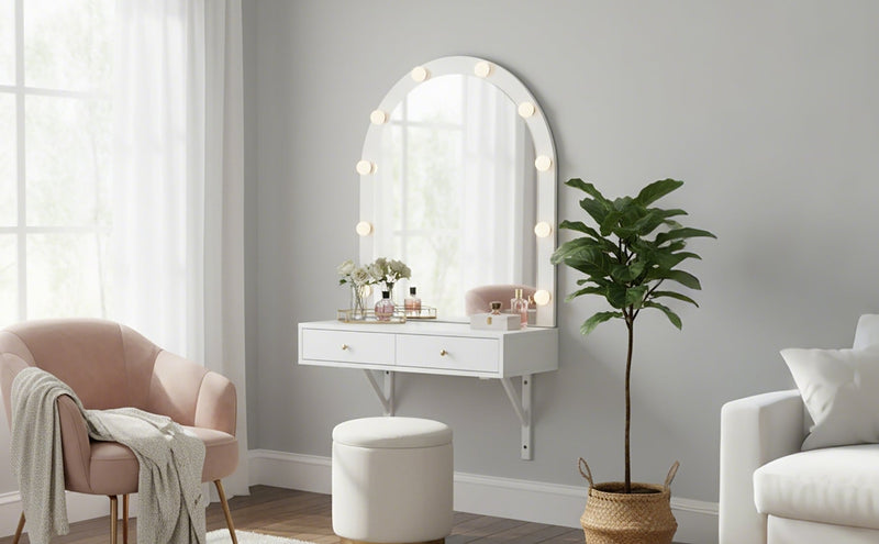 Floating Makeup Vanity Desk with Mirror & 3-Color Lights, photo 6 of 10