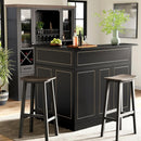 L-Shaped Home Bar Cabinet With Stemware Racks, 4 Tier Corner Unit, Liquor Wine Bar Table & Reception Desk For Home Pub - Black by HouseOfZazla