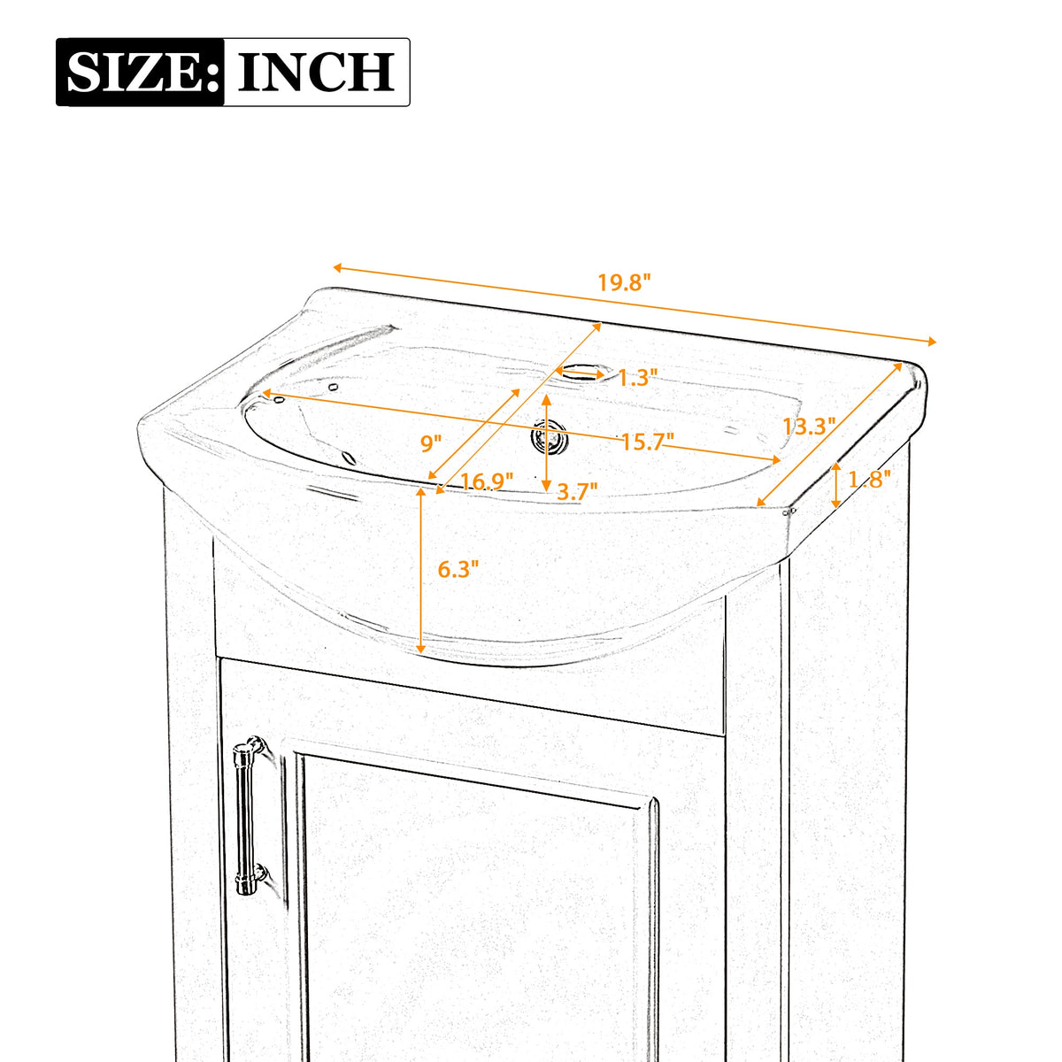 20-Inch Bathroom Vanity with Ceramic Sink, photo 10 of 10