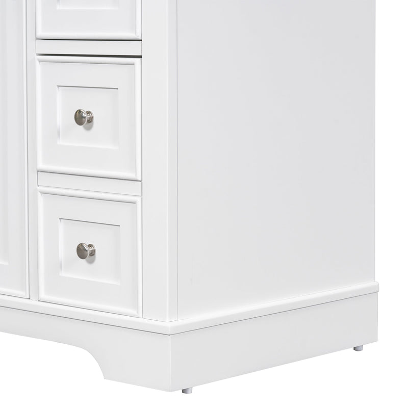 36" Bathroom Vanity without Sink, Cabinet Base Only, One Cabinet and Six Drawers, White