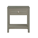 Dylan - Wooden End Side Table Nightstand With Glass Top And Drawer by HouseOfZazla