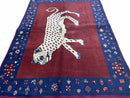 5 X 7 Handmade Zagros Wool Rug Snow White Panther Maroon Blue Organic Dyes