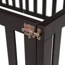 Twin Size Floor Bed Frame With Fence And Door - Walnut by HouseOfZazla