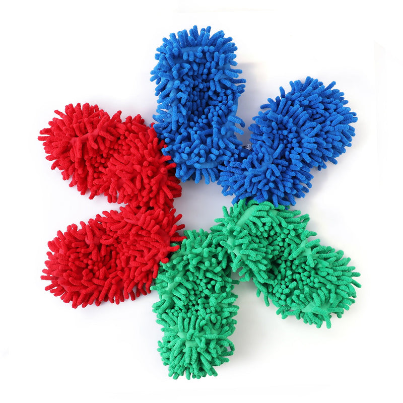 Microfiber Mop Slippers For Floor Cleaning, Machine Washable, 3 Pieces - Blue / Green / Red, photo 8 of 15