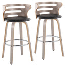 Cosini - Mid Century Modern Fixed Height, Barstool With Swivel With Round Footrest (Set of 2) by HouseOfZazla