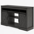 Farmhouse TV Stand With Sliding Barn Doors & Adjustable Storage