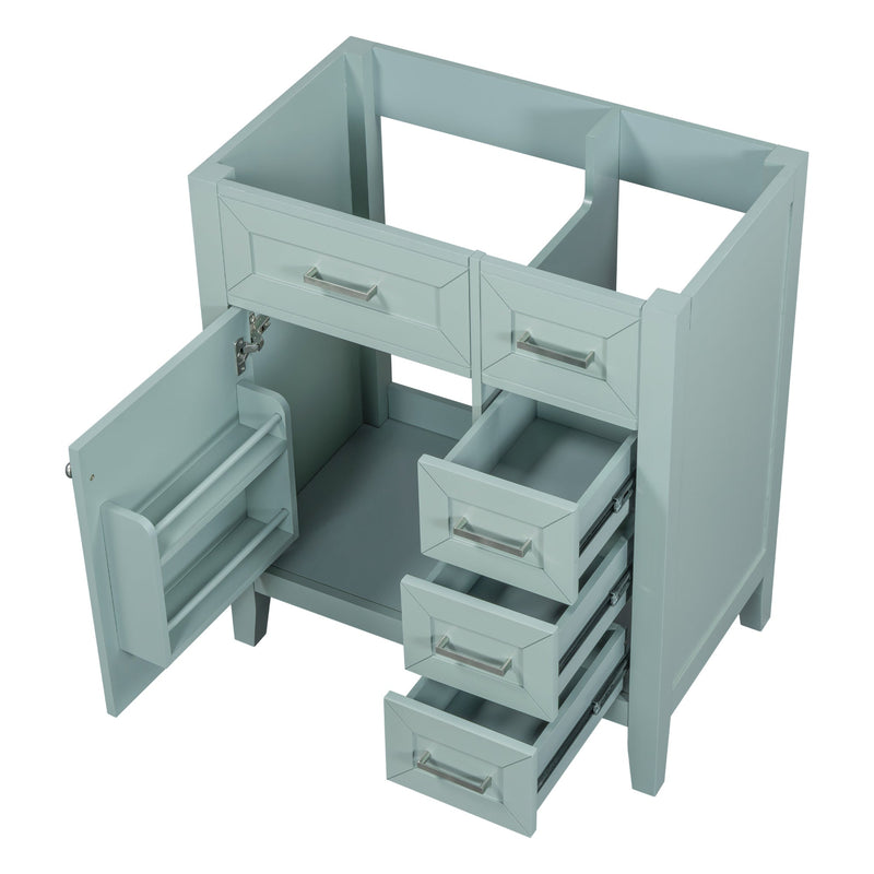 30" Bathroom Vanity without Sink, Cabinet Base Only, Bathroom Cabinet with Drawers, Solid Frame and MDF Board, Green