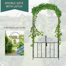 7.5' Metal Garden Arch with Gate, Garden Arbor Trellis for Climbing Plants, Roses, Vines, Wedding Arch for Outdoor Garden, Lawn, Backyard, Black