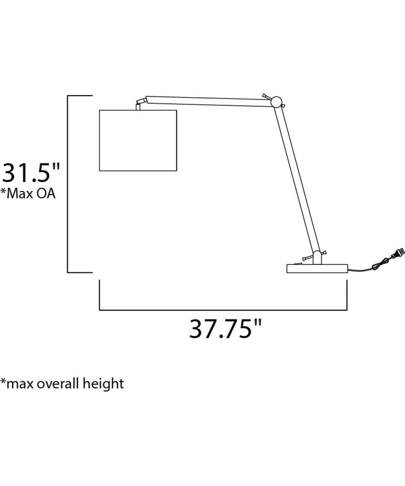 Hotel 19"H 1-Light LED Table Lamp Light Fixture Polished Chrome Finish by Maxim