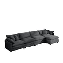 Modern Oversized Modular Cushion Sofa With Ottoman, Low Back, Deep Seating Sofa Set