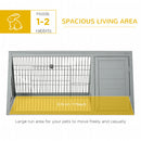 46" x 24" Wooden A-Frame Outdoor Rabbit Cage Small Animal Hutch with Outside Run & Ventilating Wire, Grey