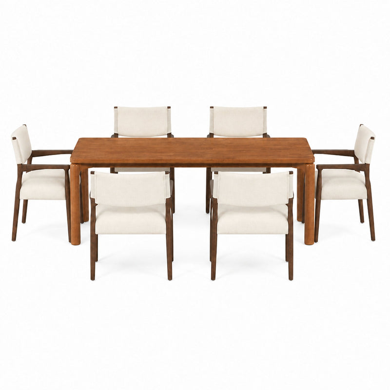 7-Piece Rectangular Dining Table Set, 70 Inch Rubber Wood, photo 4 of 10